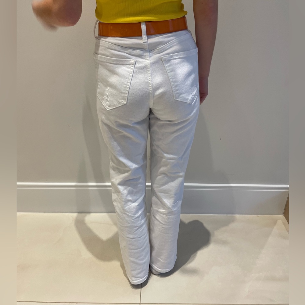 White Straight Legged Distressed Jeans🤍 from Fashion Nova
